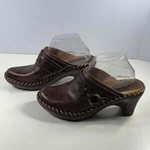 Frye Charlotte Ring Mules Clogs Womens 8.5M Brown Leather Sandals Western Rustic